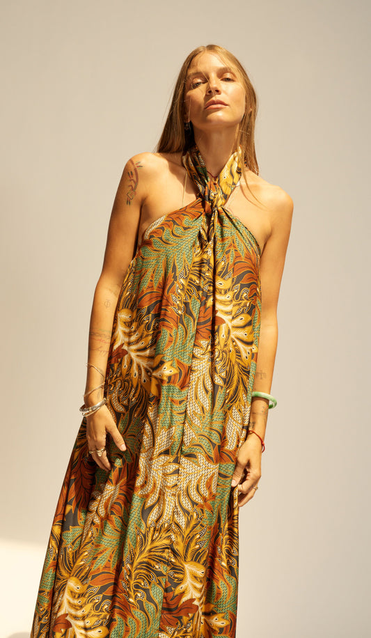 Astrid Dress | Jungle Print Moss Green