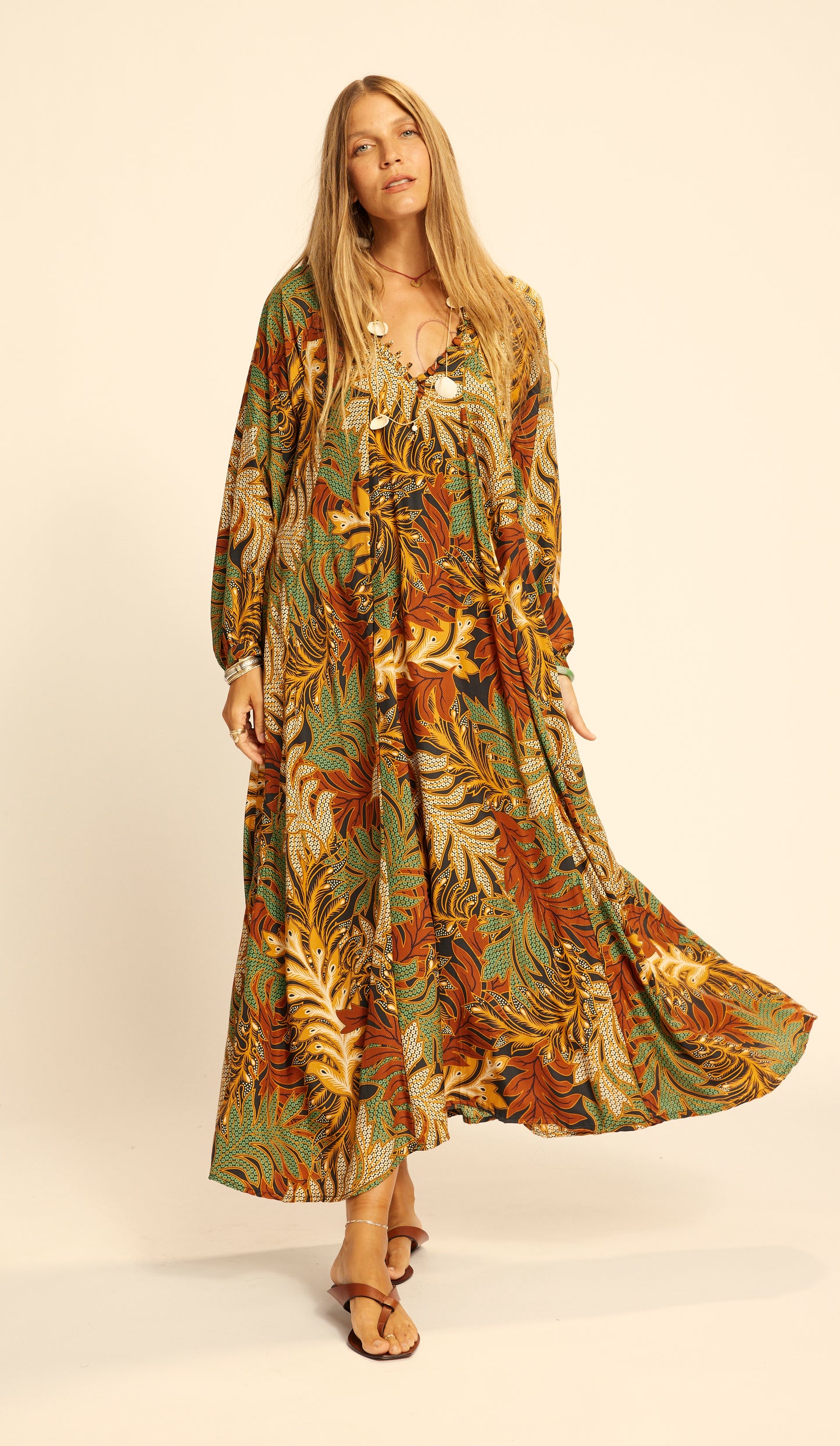 Fiore Maxi Dress | Jungle Print Moss Green