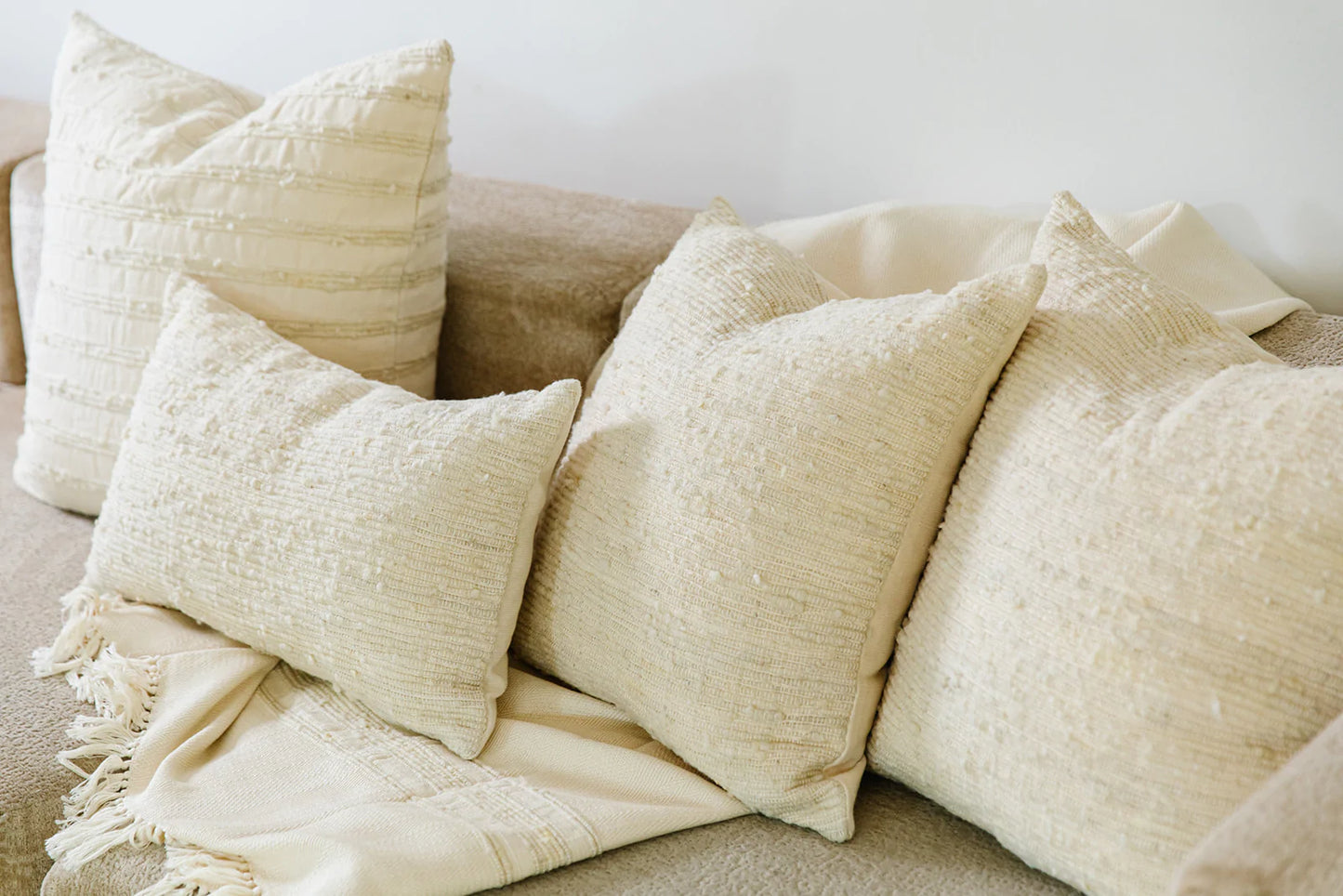 MEDELLIN PILLOW | IVORY WITH IVORY STRIPES