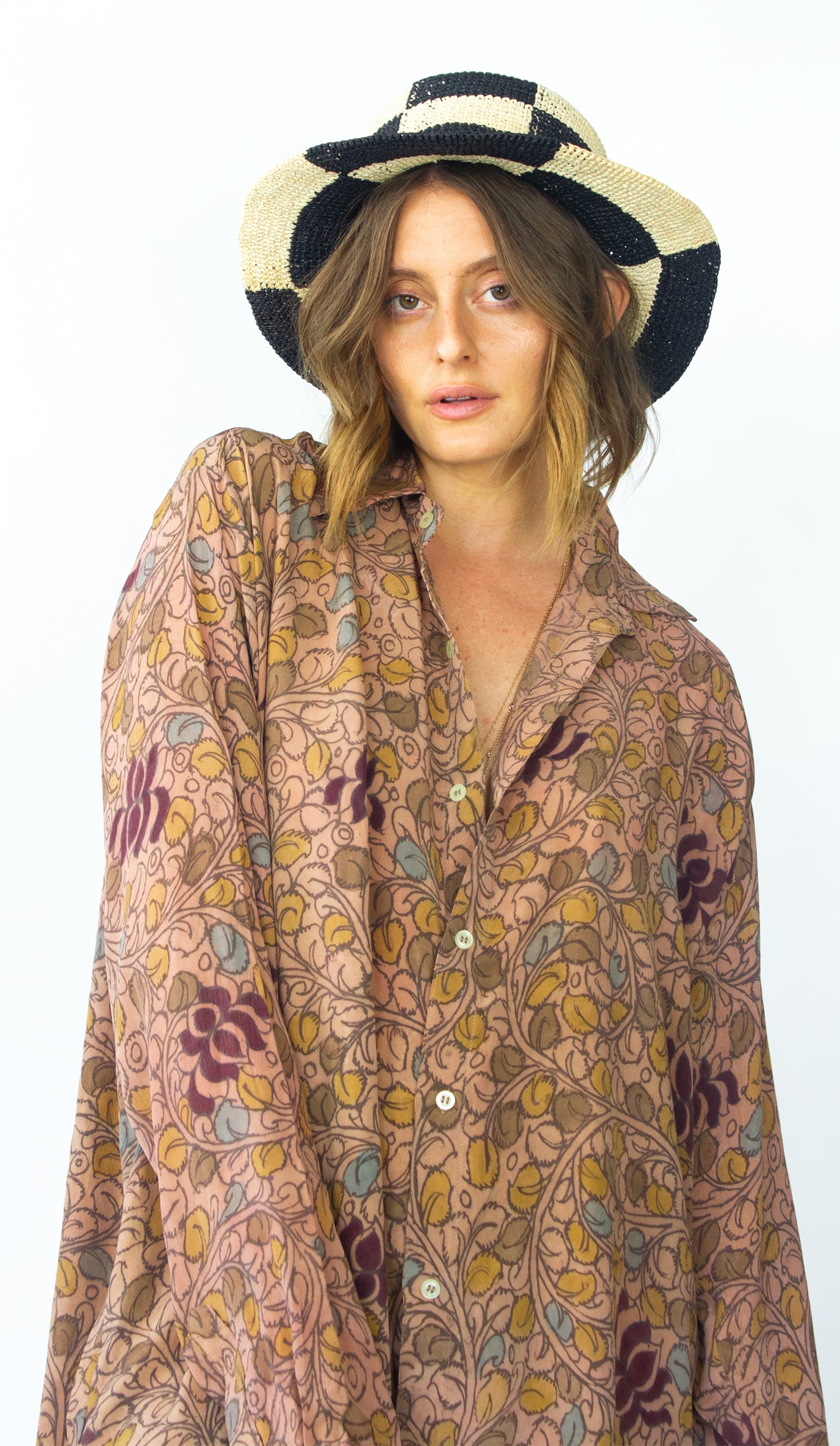 SILK LEAVES SARI OVERSIZED BOYFRIEND SHIRT